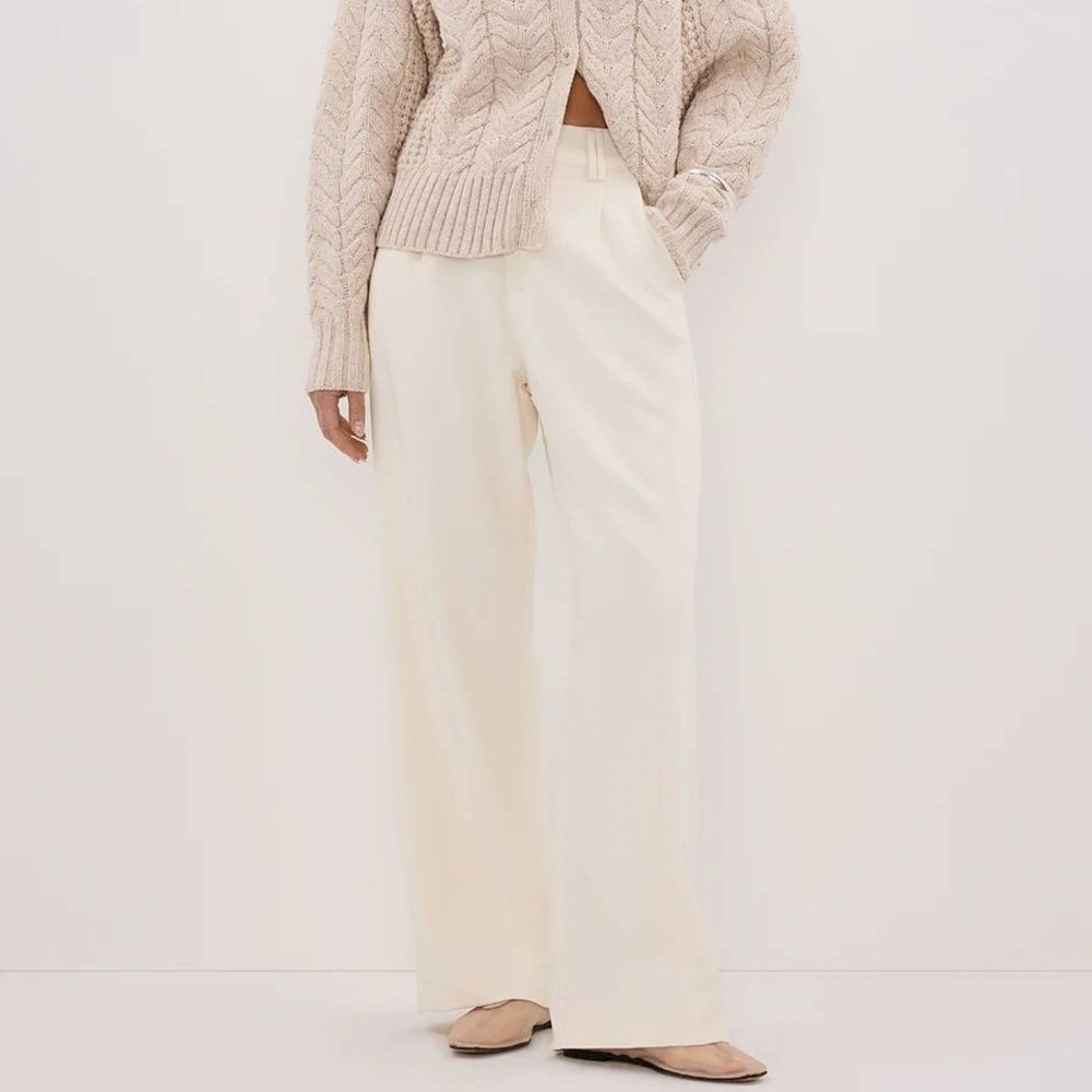 DISSH Celine Cream Wide Leg Trouser Pants High Rise Tailored Size 10